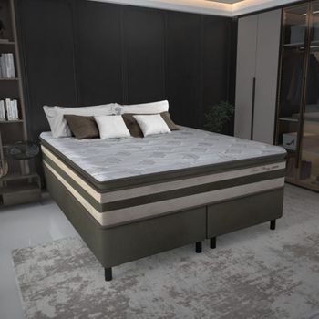 Cama Box Queen 158cm Molas Ensacadas Colchão Gazin Love Story HF e Base 2CEN