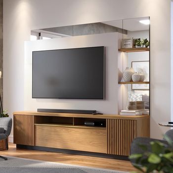 Estante Home Ripada para TV até 70 Polegadas com LED e Espelho 3 Portas Niteroi Colibri