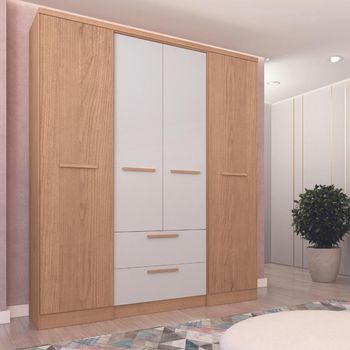 Guarda Roupa Solteiro 4 Portas 2 Gavetas Aspen Móveis Castro