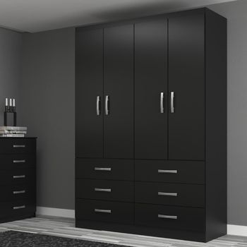 Guarda Roupa Solteiro 4 Portas 6 Gavetas Treviso Evidência