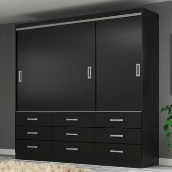 Guarda Roupa Casal 3 Portas de Correr 9 Gavetas Isabela Evidência