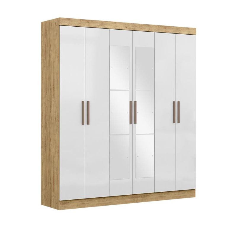 Guarda-Roupa-Casal-Espelho-MDF-6-Portas-2-Gavetas-Genebra-Maxel
