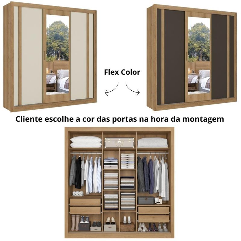 Guarda-Roupa-Casal-Espelho-3-Portas-Correr-4-Gavetas-Flex-Ibiza-THB