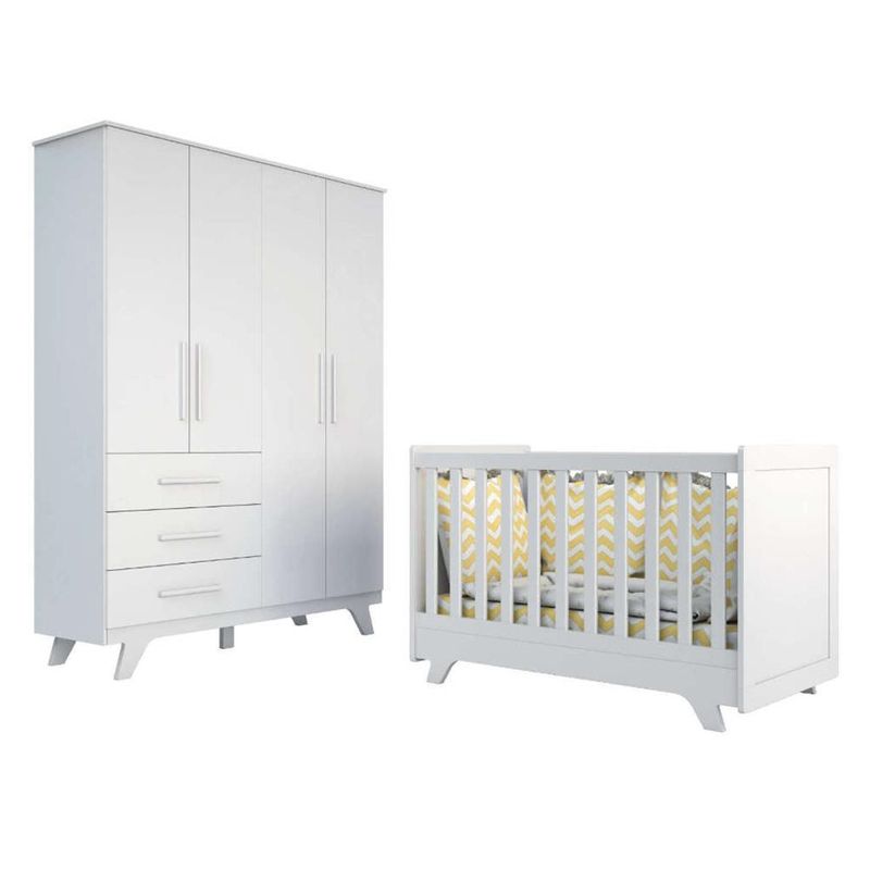 Quarto-Infantil-Guarda-Roupa-e-Berco-Retro--Moveis-Peroba