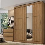 Guarda-Roupa-Solteiro-com-Espelho-2-Portas-de-Correr-2-Gavetas-Comfort-Glass-THB-
