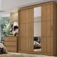 Guarda Roupa Solteiro com Espelho 2 Portas de Correr 2 Gavetas Comfort Glass THB