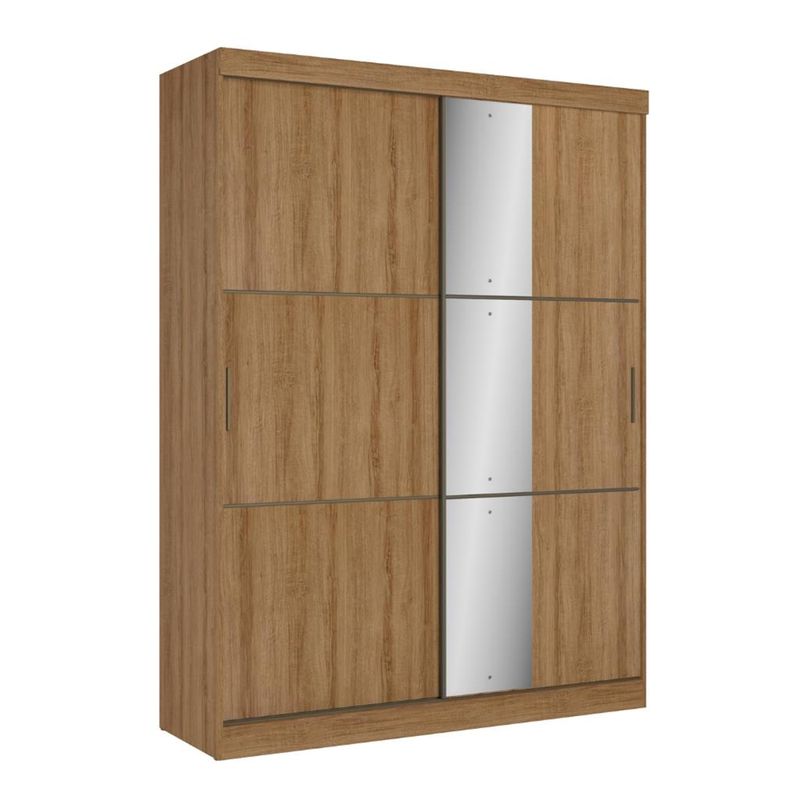 Guarda-Roupa-Solteiro-com-Espelho-2-Portas-de-Correr-2-Gavetas-Comfort-Glass-THB-