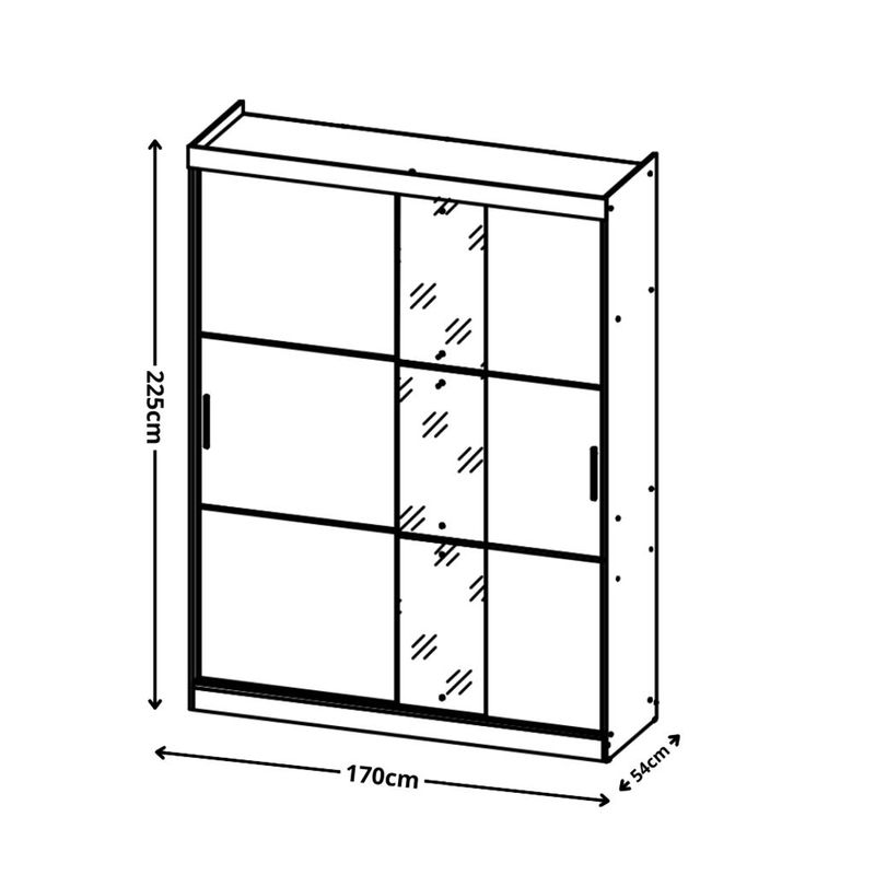 Guarda-Roupa-Solteiro-com-Espelho-2-Portas-de-Correr-2-Gavetas-Comfort-Glass-THB-