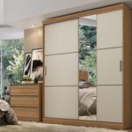 Guarda Roupas Solteiro com Espelho 2 Portas de Correr 2 Gavetas Flex Comfort Glass THB