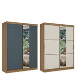 Guarda Roupas Solteiro com Espelho 2 Portas de Correr 2 Gavetas Flex Comfort Glass THB