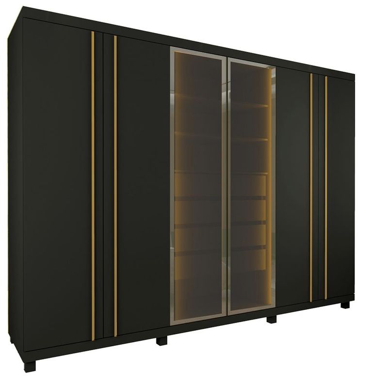 Guarda-Roupa-Casal-6-Portas-4-Gavetas-com-Vidro-Reflecta-e-Led-Absolut-Gelius