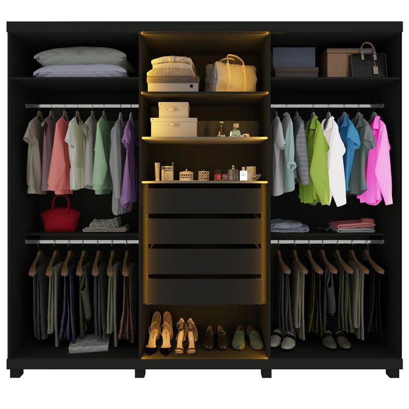 Guarda-Roupa-Casal-6-Portas-4-Gavetas-com-Vidro-Reflecta-e-Led-Absolut-Gelius