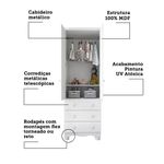 Guarda-Roupa-Infantil-2-Portas-3-Gavetas-com-Pes-100--MDF-Junior-New-Moveis-Peroba