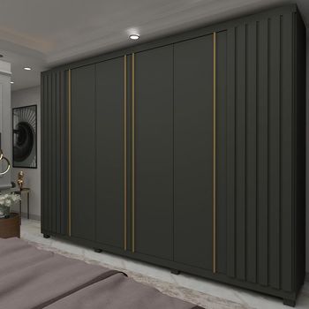 Guarda Roupa Casal Ripado com Pés 6 Portas Em MDF Absolut New Gelius