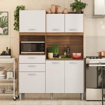Cozinha Compacta 6 Portas 2 Gavetas com Tampo Harmonia Demóbile
