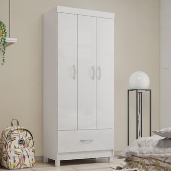 Guarda Roupa Solteiro com Pés Prince 3 Portas 1 Gaveta Demóbile