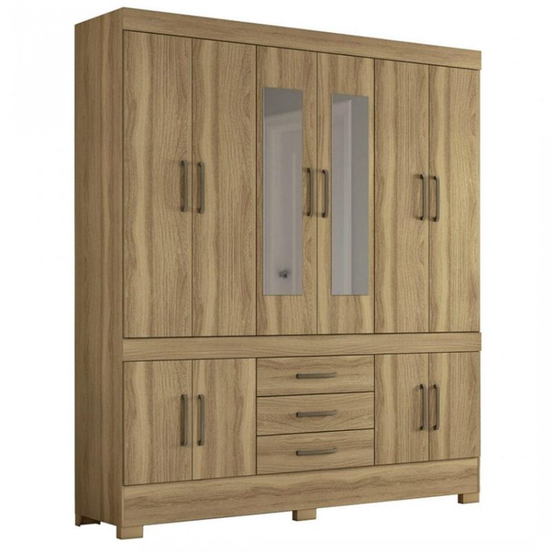 Guarda-Roupa-Casal-10-Portas-3-Gavetas-com-Espelhos-New-Murano-Demobile