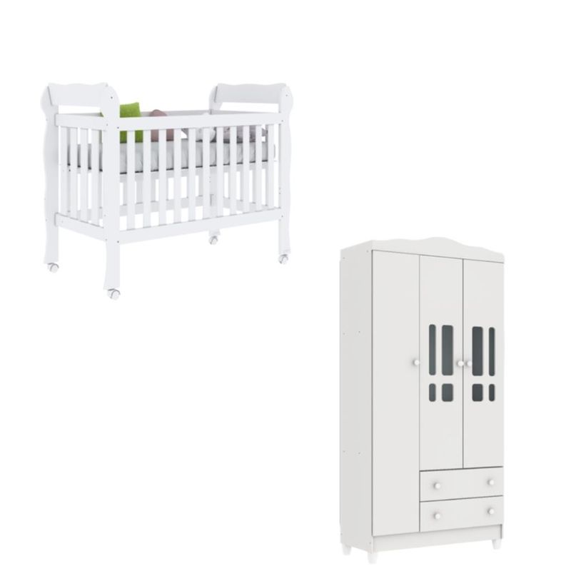 Quarto-de-Bebe-Berco-Mini-Cama-e--Guarda-Roupa-3-Portas-Lila-Carolina-Baby