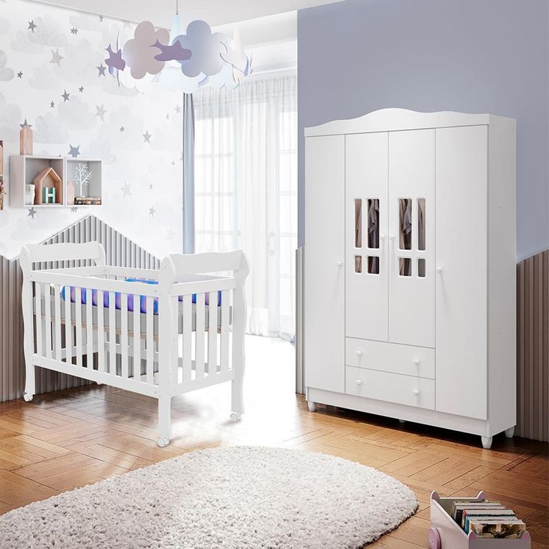 Quarto-de-Bebe-Berco-Mini-Cama-e--Guarda-Roupa-4-Portas-Lila-Carolina-Baby