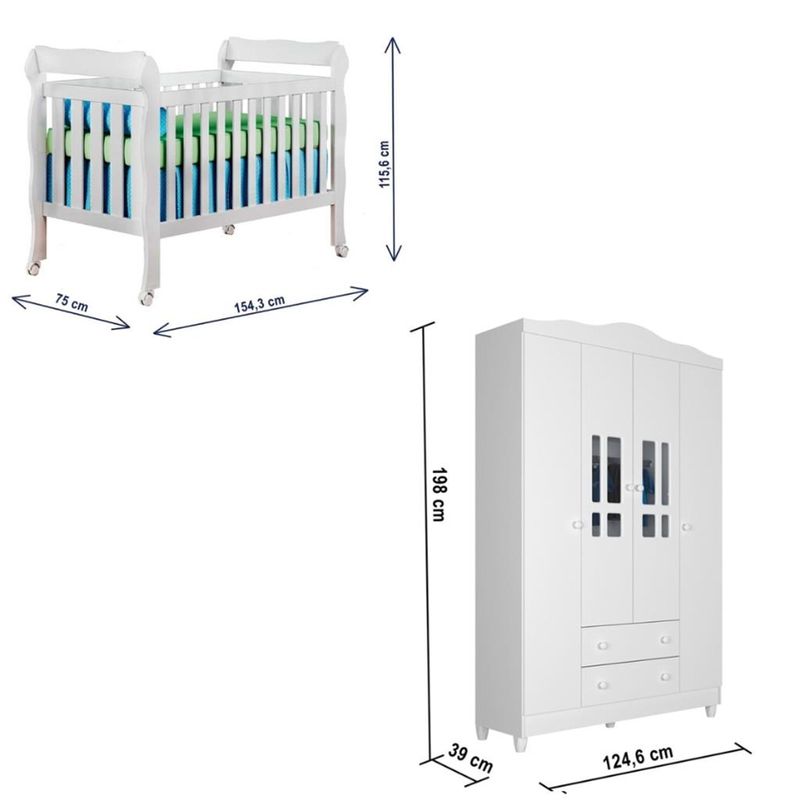Quarto-de-Bebe-Berco-Mini-Cama-e--Guarda-Roupa-4-Portas-Lila-Carolina-Baby