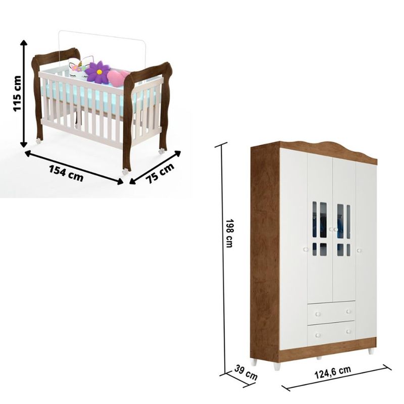 Quarto-de-Bebe-Berco-Mini-Cama-e--Guarda-Roupa-4-Portas-Lila-Carolina-Baby