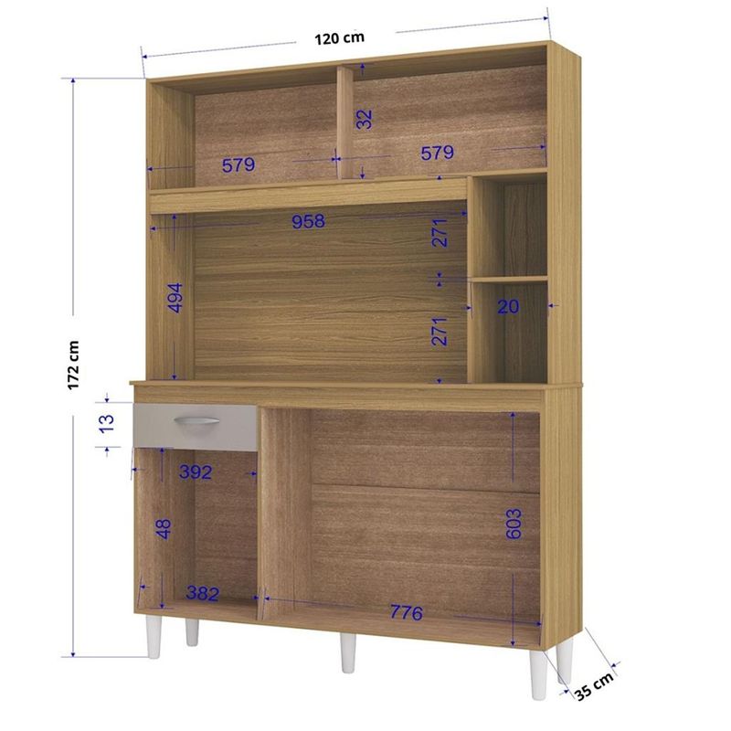Cozinha Compacta 5 Portas 1 Gaveta 120cm Duda Poquema