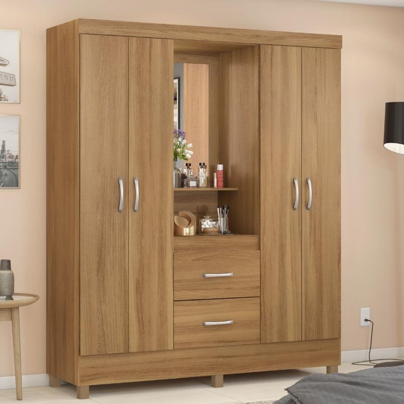 Guarda-Roupa-Solteiro-4-Portas-2-Gavetas-Lord-Demobile