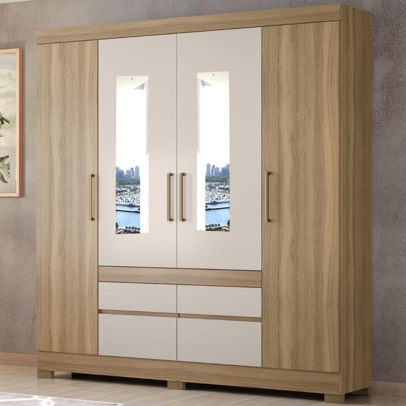 Guarda-Roupa-Casal-4-Portas-4-Gavetas-Bilbao-Demobile