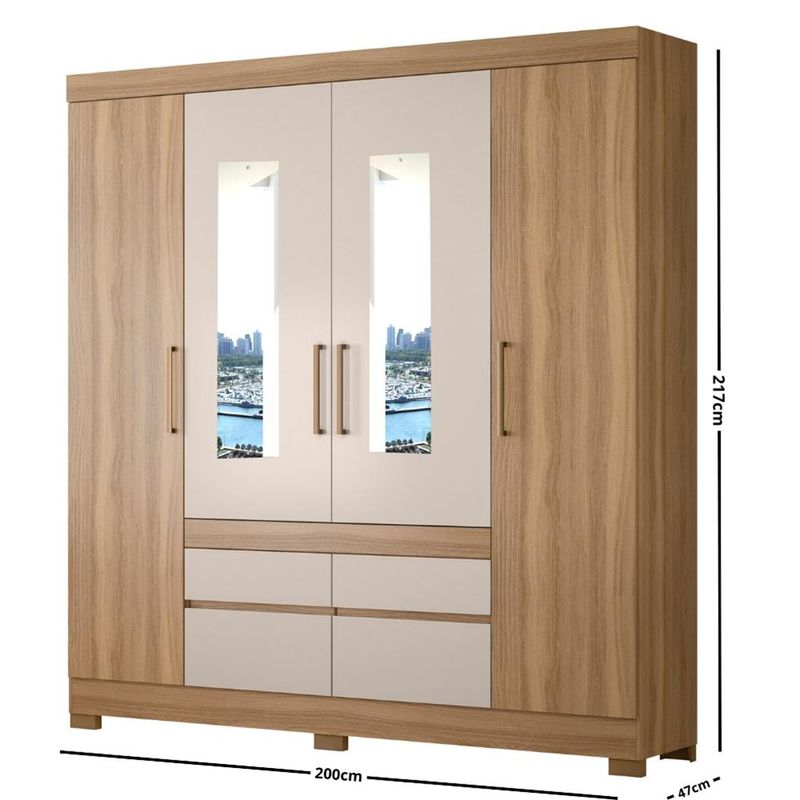 Guarda-Roupa-Casal-4-Portas-4-Gavetas-Bilbao-Demobile