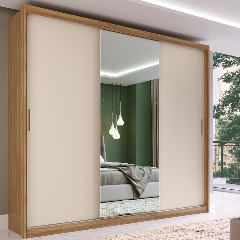 Guarda-Roupa-Casal-com-Espelho-3-Portas-de-Correr-2-Gavetas-Dalila-Demobile