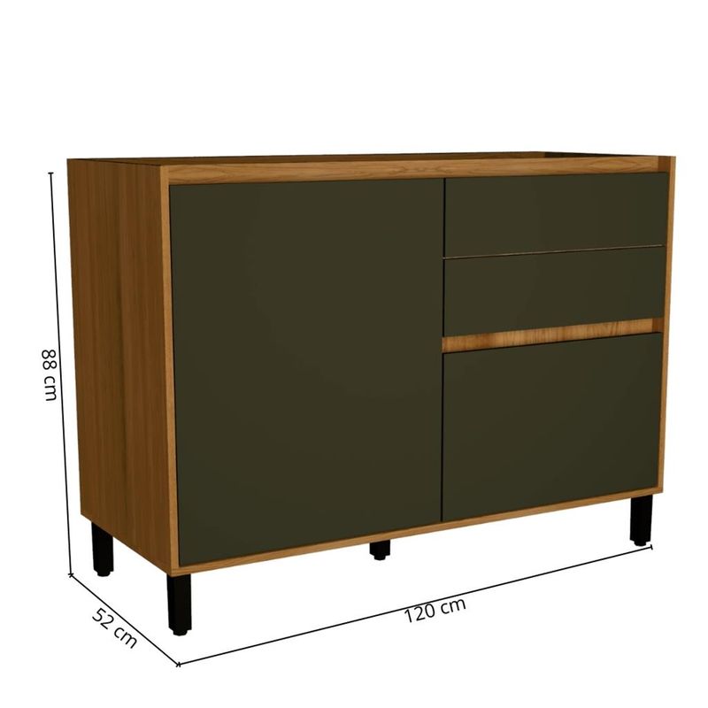 Balção 1 Porta 3 GVT 120cm sem Tampo Denver Herval