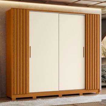 Guarda Roupa Casal Flex Ripado 4 Portas com Pés Jacaranda Albatroz