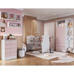 Quarto-de-Bebe-Completo-Guarda-Roupa-Comoda-e-Berco-com-Rodizios-Corujinha-Percasa