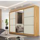 Guarda Roupa Casal 1 Espelho 3 Portas de Correr 6 Gavetas MDF Braganca Europa