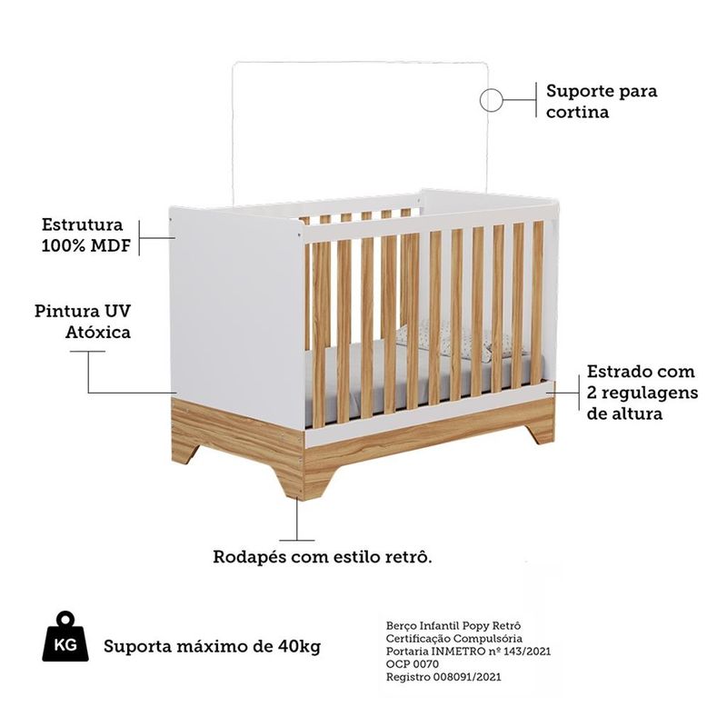 Berco-Mini-Cama-3-em-1-Americano-MDF-Popy-Retro-Moveis-Peroba