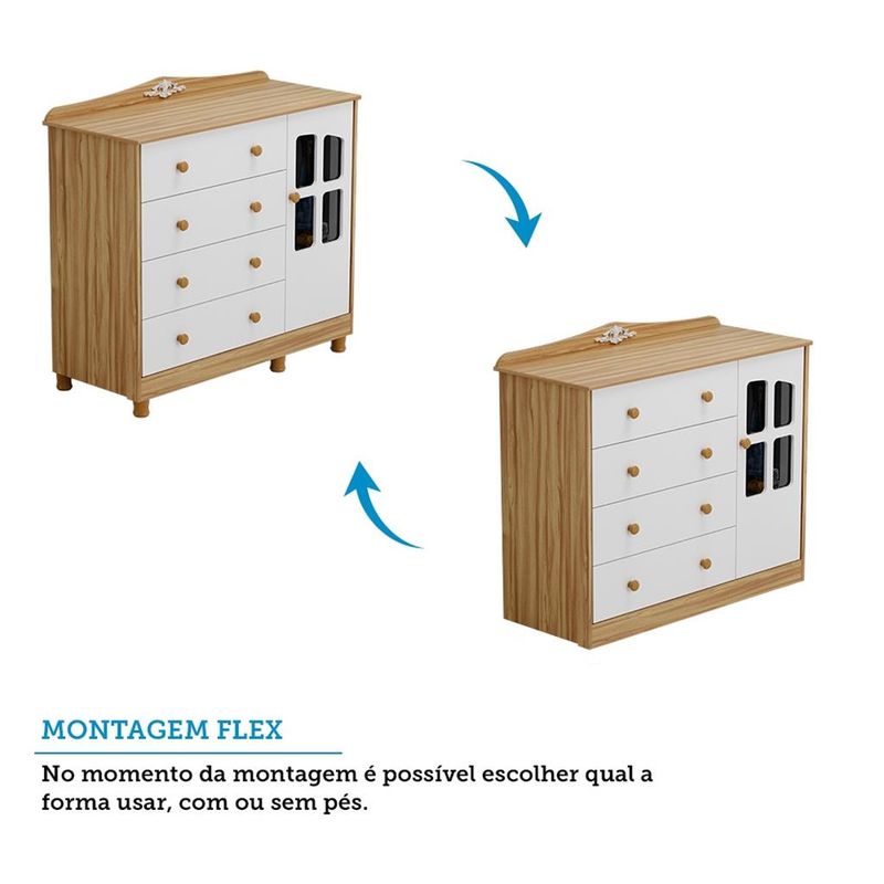 Comoda-Infantil-1-Porta-4-Gavetas-Janela-Elo-Moveis-Peroba