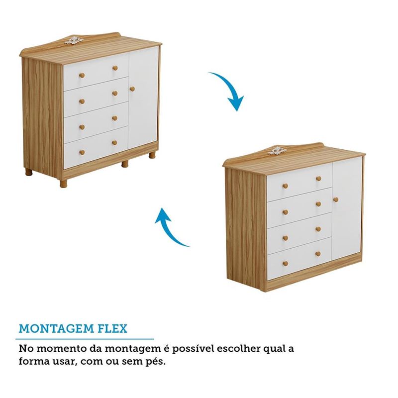 Comoda-Infantil-1-Porta-4-Gavetas-Elo-Moveis-Peroba