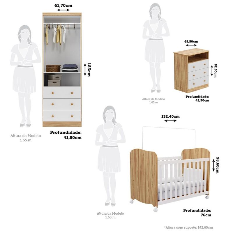Quarto-de-Bebe-Completo-com-Berco-Americano-Uli-Guarda-Roupa-e-Comoda-MDF-Smim-New-Moveis-Peroba