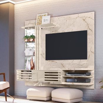Painel para TV até 55 Polegadas com LED e Espelho 2 Portas de Correr Frizz Supreme Madetec