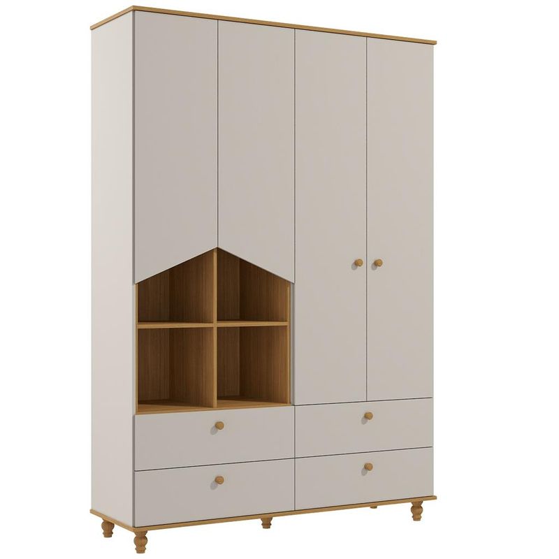 Guarda Roupa Infantil 4 Portas 4 Gavetas Casinha Permóbili