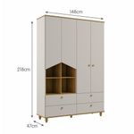 Guarda Roupa Infantil 4 Portas 4 Gavetas Casinha Permóbili