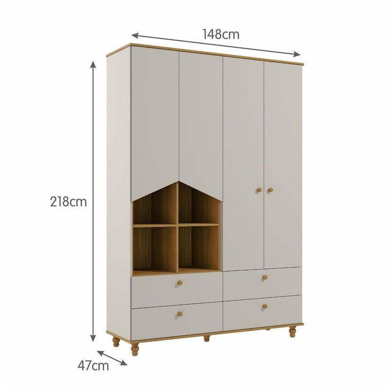 Guarda Roupa Infantil 4 Portas 4 Gavetas Casinha Permóbili