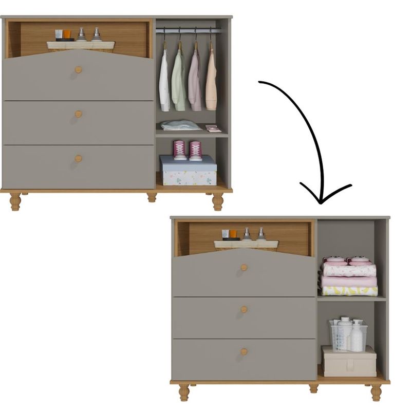 Comoda-Bebe-3-Gavetas-1-Porta-Casinha-Dengo-Permobili