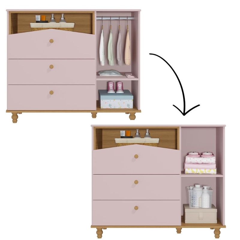 Comoda-Bebe-3-Gavetas-1-Porta-Casinha-Dengo-Permobili
