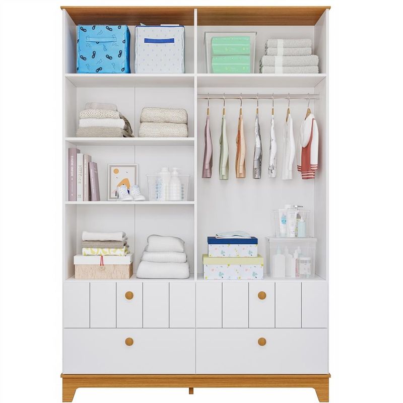 Quarto-de-Bebe-Completo-Guarda-Roupa-4-Portas-Comoda-e-Berco-Liza-Permobili