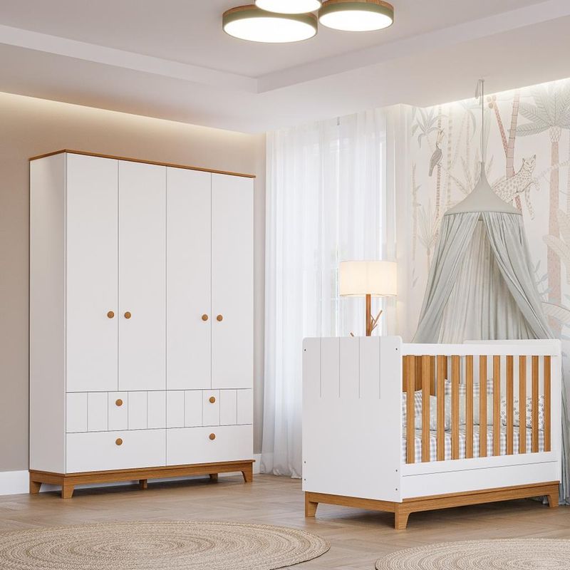 Quarto-de-Bebe-Berco-Mini-Cama-e-Guarda-Roupa-4-portas-4-gavetas-Liza-Permobili