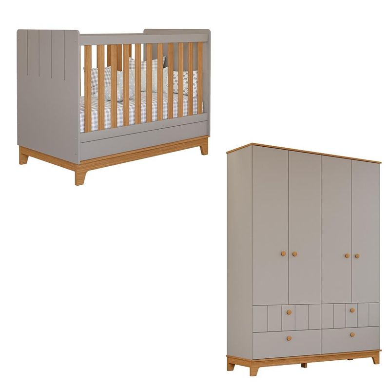 Quarto-de-Bebe-Berco-Mini-Cama-e-Guarda-Roupa-4-portas-4-gavetas-Liza-Permobili