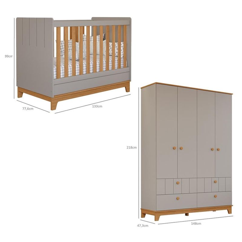 Quarto-de-Bebe-Berco-Mini-Cama-e-Guarda-Roupa-4-portas-4-gavetas-Liza-Permobili