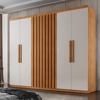 Guarda Roupa Casal Ripado 6 Portas Em MDF Cairo Rufato