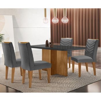 Conjunto Sala de Jantar Mesa Berlim e 4 Cadeiras Londrina Rufato